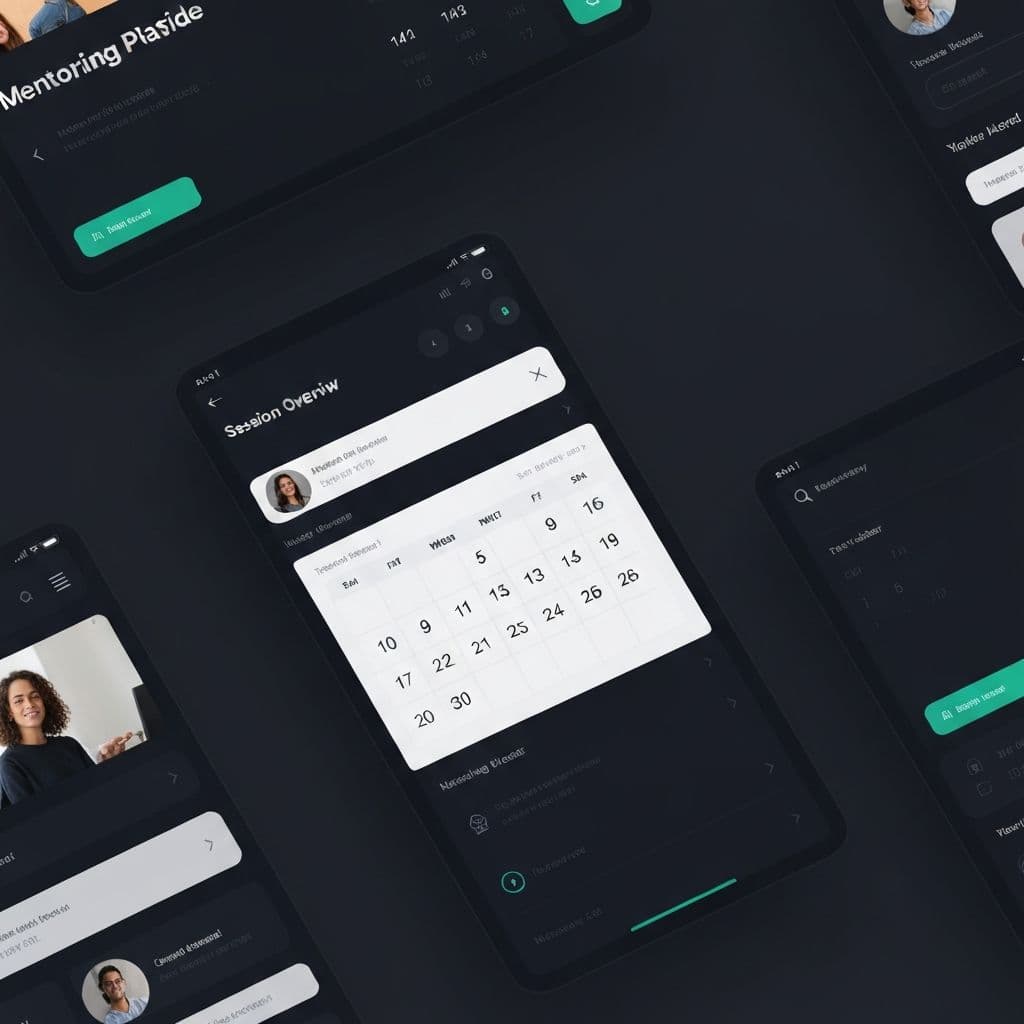 Mentoring website dashboard showing session overview and calendar integration